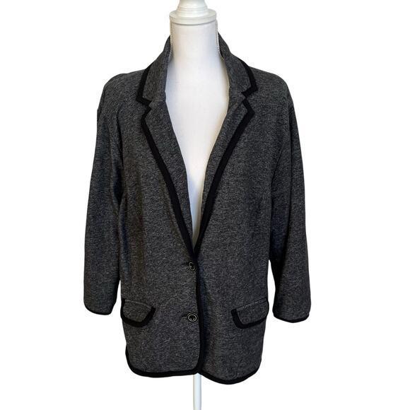 torrid Jackets & Blazers - Torrid Blazer Womens Sz 3 22/24W Plus Grey Black Trim 100% Cotton Comfy Classic